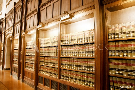 Picture of Wide angle shot of old law book library